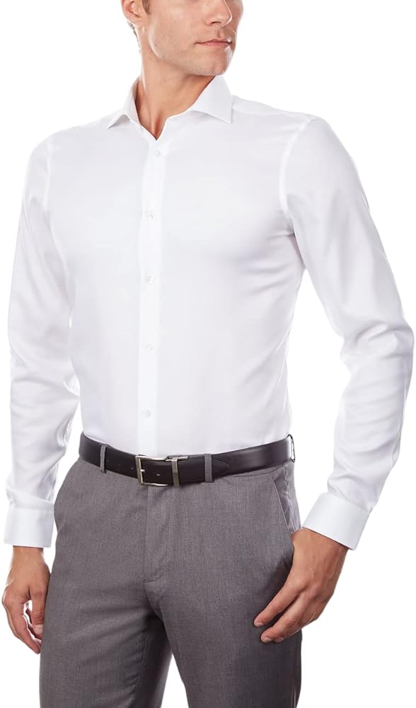 Calvin Klein Men's Dress Shirt Slim Fit Non Iron Stretch Solid