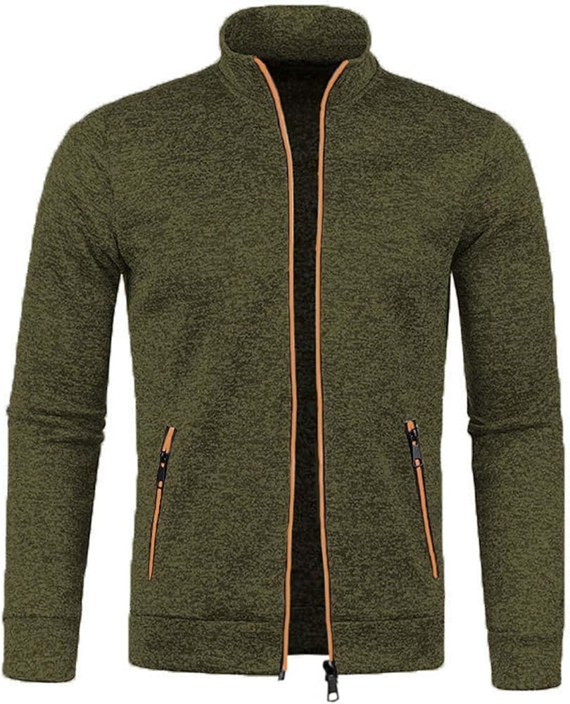 Mens Cardigan Long Sleeve Lightweight Knitted Cardigan Sweater Soft Brushed Full Zip Winter Fashion Jacket Coat