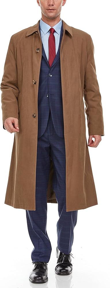 Adam Baker Men's Single Breasted Breasted Full Length Trench Coat All Year Round Raincoat