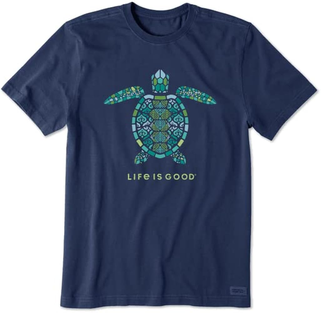 Life is Good Men's Mandala Turtle Short Sleeve Crusher-LITE Tee (Large, Darkest Blue)