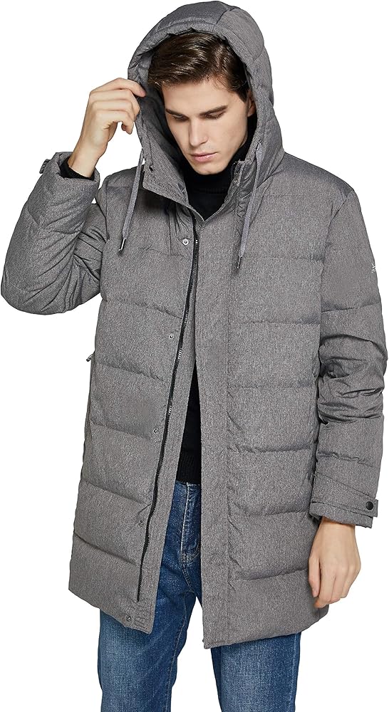 Orolay Men's Long Hooded Winter Down Jacket Warm Puffer Jacket