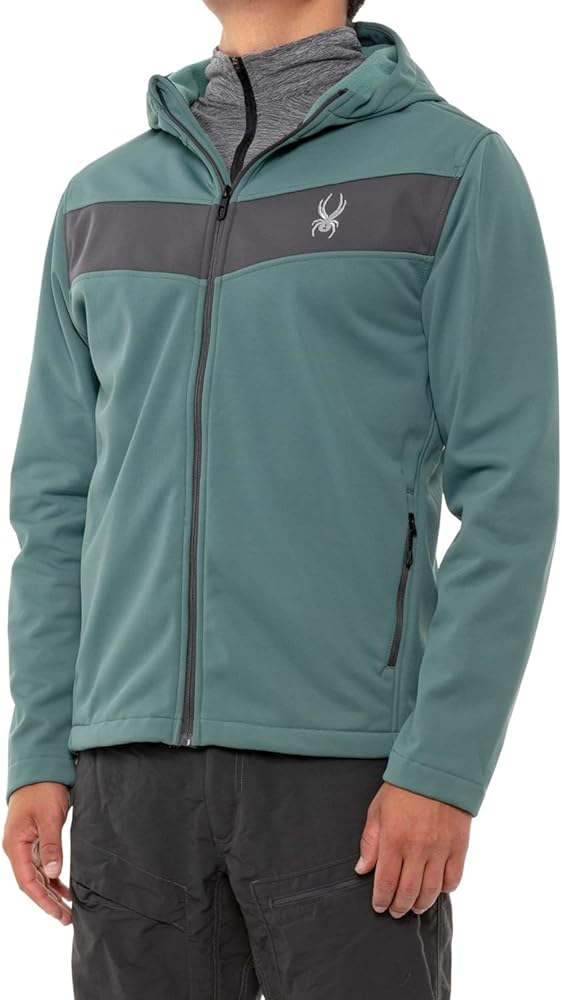 Spyder Men's Full Zip Hooded Soft Shell Jacket, Ghost Medium