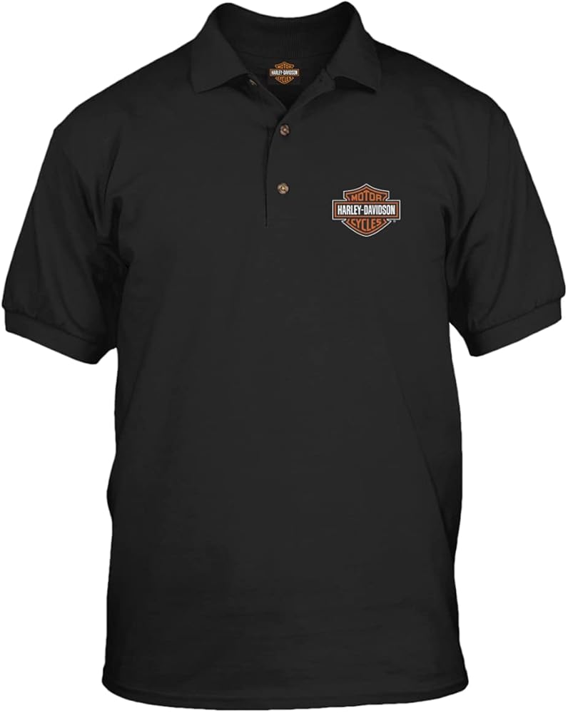 Harley-Davidson Military - Men's Short Sleeve, 3-Button Black Polo Shirt - Overseas Tour | Bar & Shield