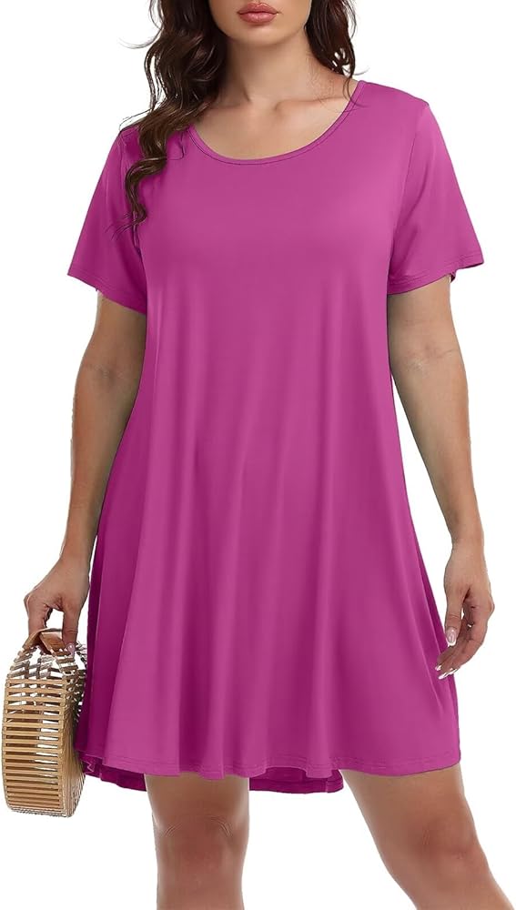 BELAROI Womens Summer Casual T Shirt Dresses Short Sleeve Swing Tunic Dress