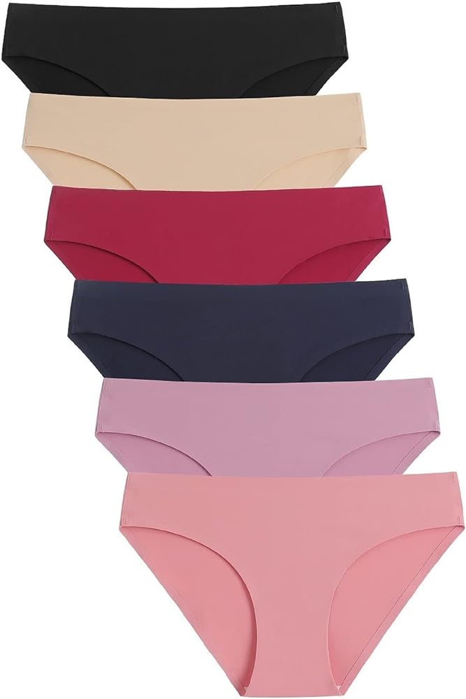 Women's Seamless Underwear No Show Stretch Bikini Panties Silky Invisible Hipster 6 Pack