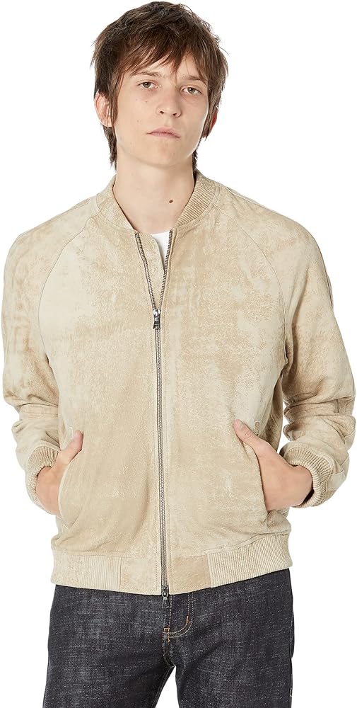 John Varvatos Men's Alex Souvenir Jacket, Raw Edge, Self Rib De