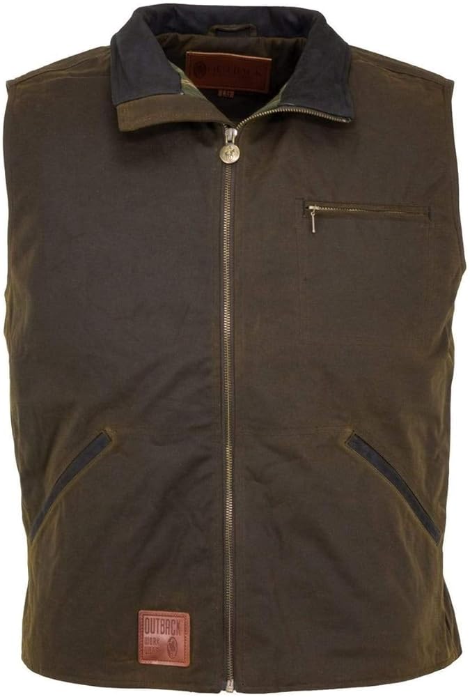 Outback Trading Men's 2143 Sawbuck Waterproof Breathable Full-Zip Cotton Oilskin Western Vest