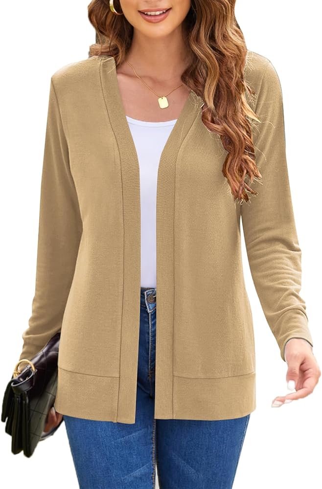 Womens Casual Lightweight Long Sleeve Cardigan Flowy Soft Open Front Knit Cardigan Sweaters