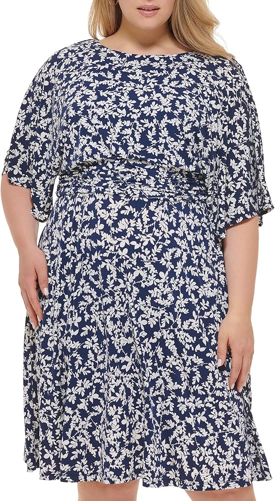 Jessica Howard Women's Printed Knit Jersey Midi Elbow Sleeve-Desk to Dinner