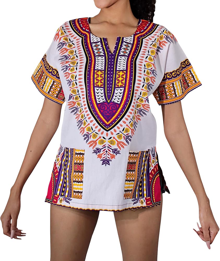 DA'IKI Dashiki Cotton Shirt African Tribal Kaftan Boho Caftan Unisex