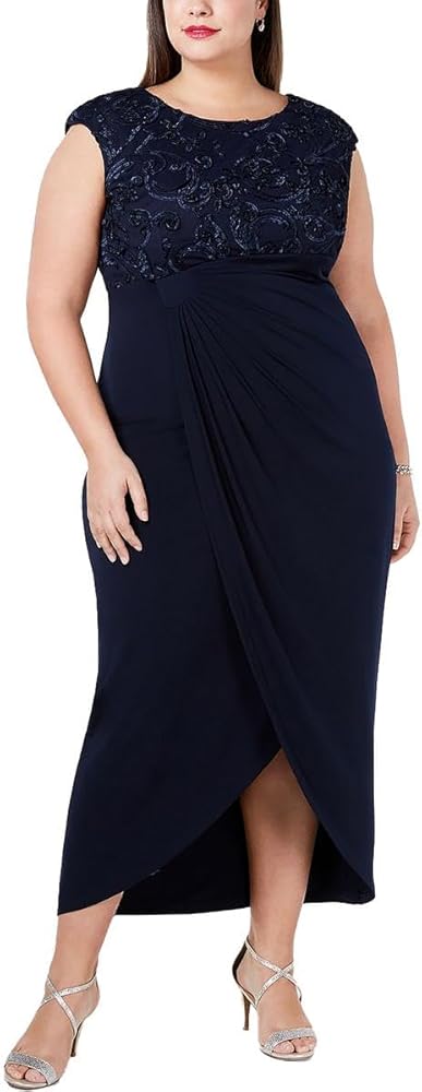 Connected Apparel Womens Plus Soutache Maxi Cocktail and Party Dress