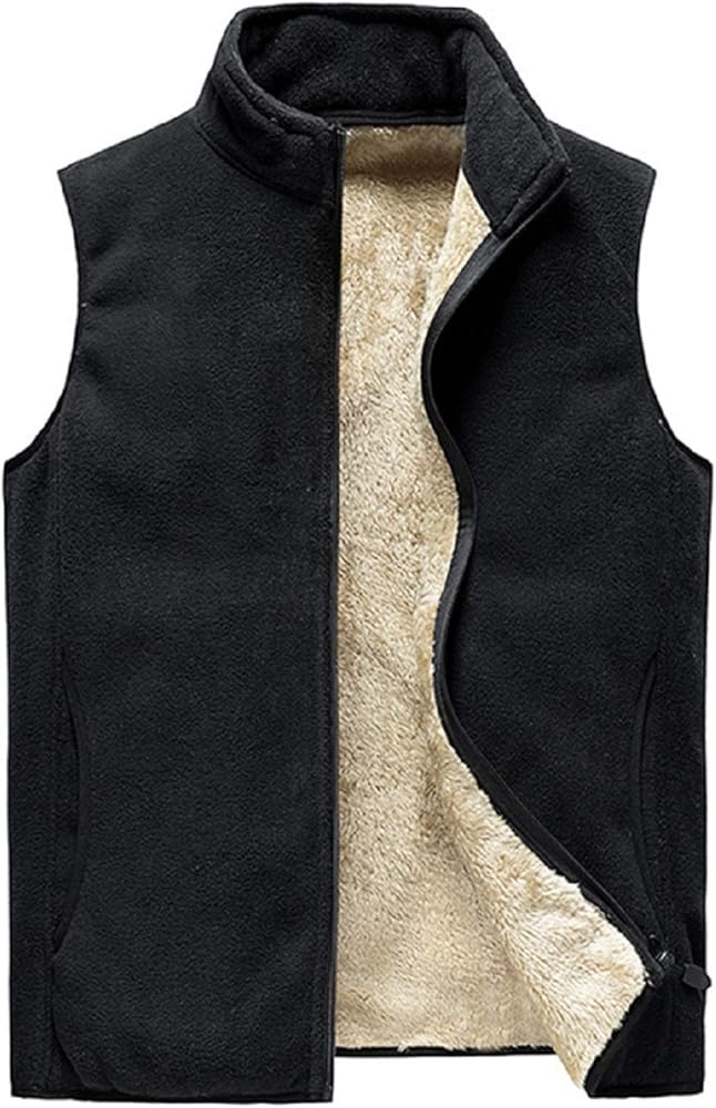 CHARTOU Men's Winter Stand Collar Sherpa-Lined Sleeveless Zip-Up Vest Jacket