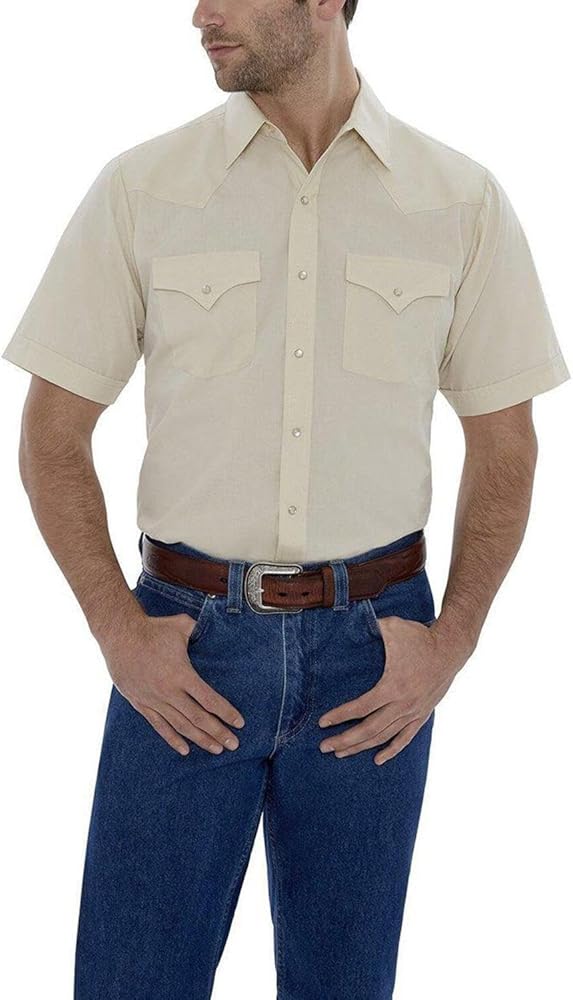 Ely Cattleman Men's Short Sleeve Solid Western Shirt