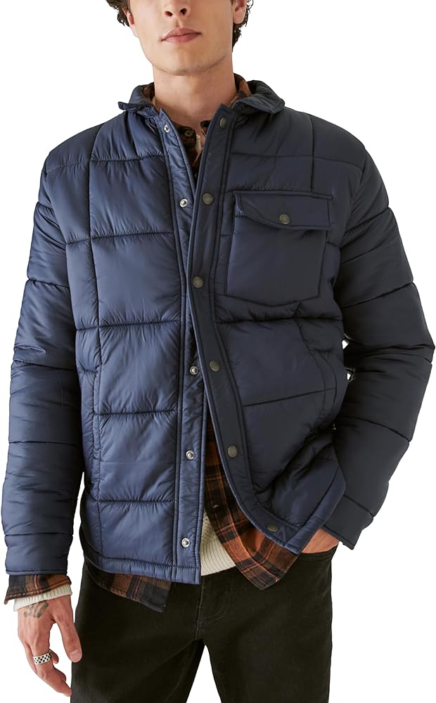 Lucky Brand Mens Quilted Nylon Shirt Jacket