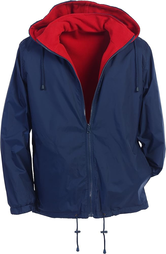 Gioberti Men's Reversible Rain Jacket with Polar Fleece Lining