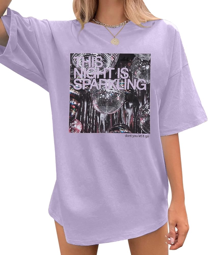 This Night Is Sparkling Oversized Shirt Women Country Concert Shirt Singer Fans Gift Top Vintage Music love Tour Tops