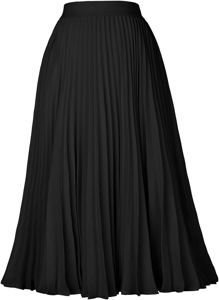 Kate Kasin Women's High Waist Pleated A-Line Swing Skirt KK659