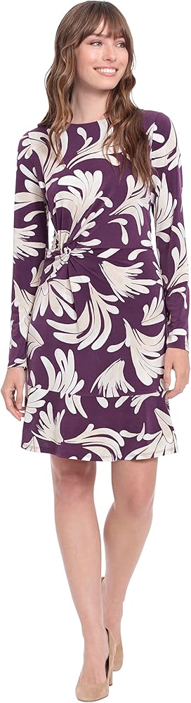 London Times Women's Side Twist Flounce Dress