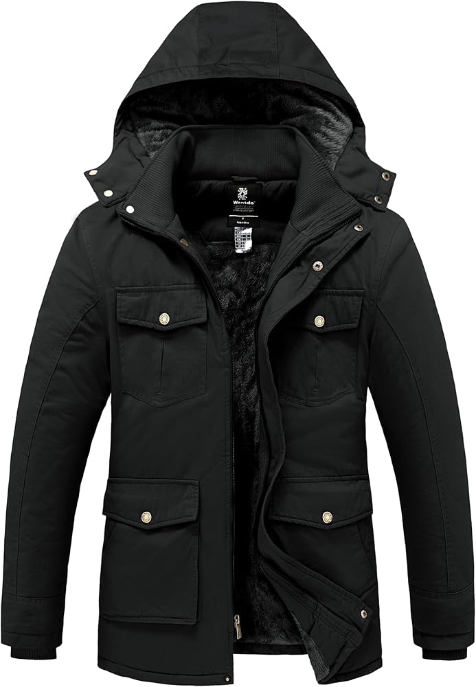 wantdo Men's Winter Coats Warm Parka Jacket Military Jackets with Removable Hood