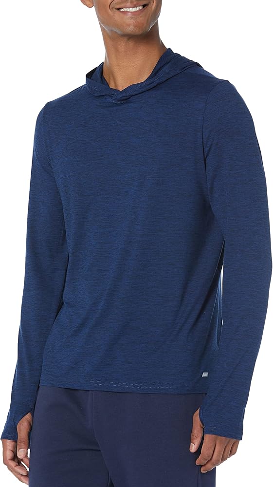 Amazon Essentials Men's Tech Stretch Long-Sleeve Hooded T-Shirt