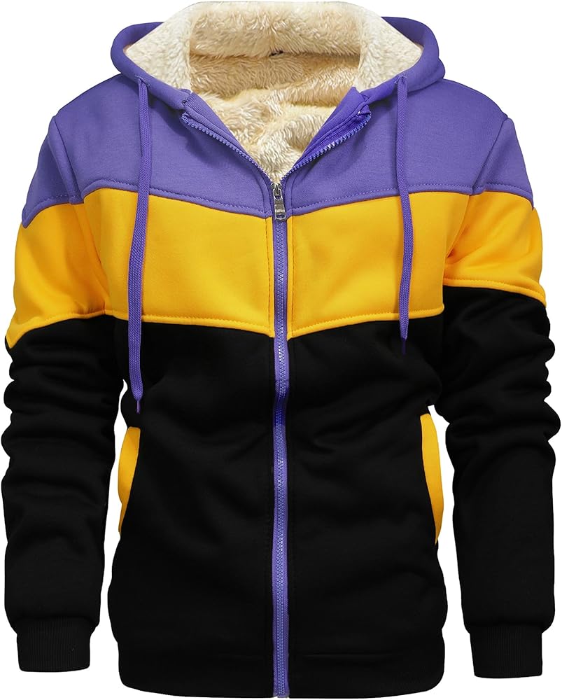 Men's Winter Fleece Thermal Jackets for Men Sherpa Lined Hoodies Warm Thick Jacket Outerwear