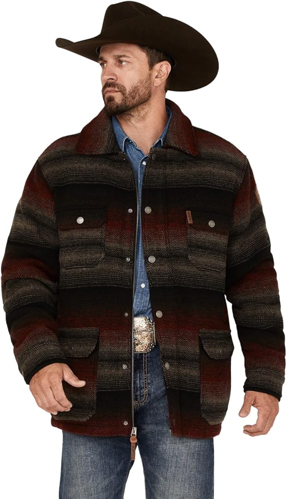 Cinch Western Coat Mens Frontier Snaps Plaid M Black MWJ1572001