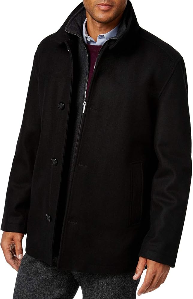 LONDON FOG Men's Wool Blend Car Coat with Bib