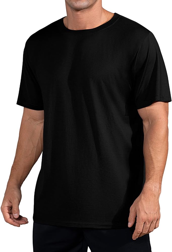 QUALFORT Men's Bamboo T-Shirts Crewneck Undershirt