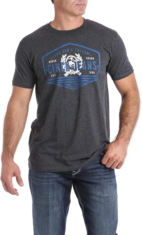 Cinch Men's Shield Heathered Cotton-Poly Jersey Tee