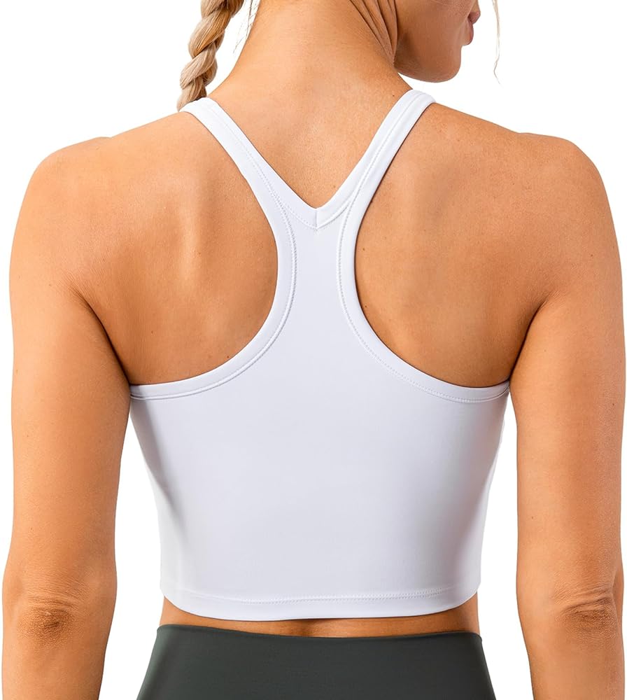 Lavento Women's Racerback Sports Bra Yoga Crop Top with Built in Bra