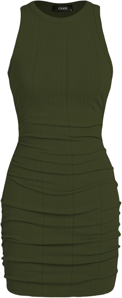 CIDER Ruched Knit Sleeveless Mini Dress