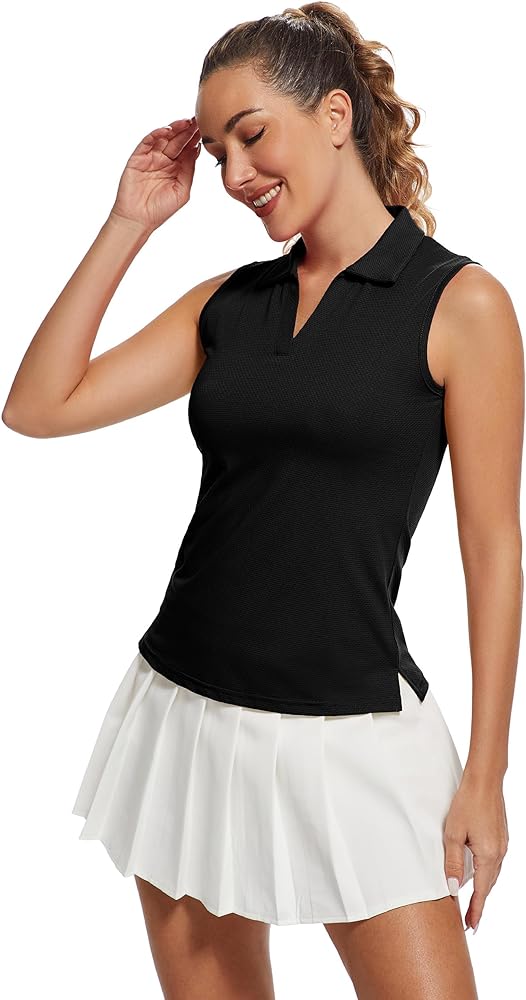 MathCat Women's Sleeveless Golf Shirts UPF 50+ Quickly Dry Tennis Polo Lightweight Sports Athletic Tank Tops