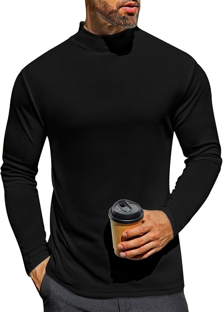 Ekouaer Men's Mock Turtleneck Long Sleeve Turtle Neck Shirts Lightweight Undershirt Thermal Pullover Sweater