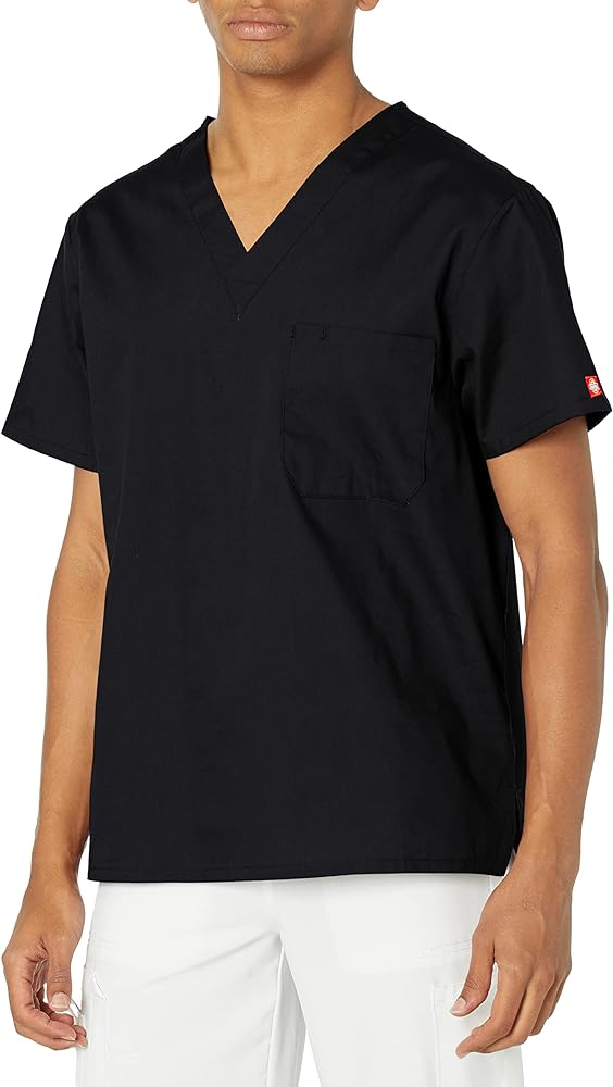 Dickies EDS Signature Scrubs for Women and Scrubs for Men, Unisex One Pocket V-Neck Top in Soft Brushed Poplin 83706