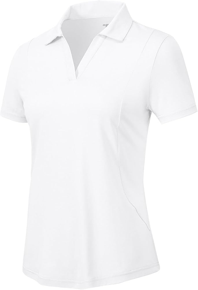 Womens V-Neck Golf Apparel Shirts Clothes Outfits Collared Polo Shirts UPF 50+ Dry Fit Short Sleeve Tennis Tops