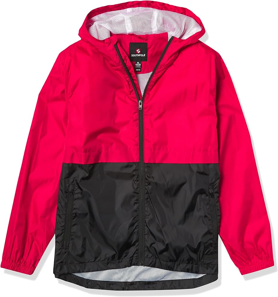 Southpole Boys' Water-Resistant Hooded Windbreaker Jacket, Age 8-18