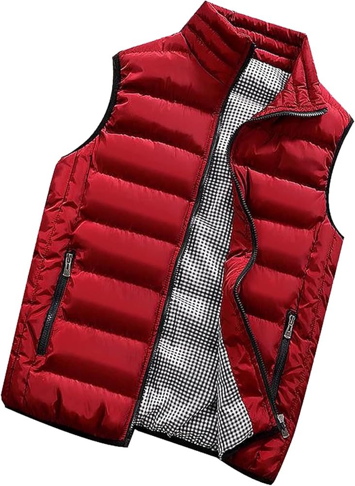 Men's Puffer Vest Casual Vest Winter Jacket With Pocket Solid Color Outdoor Vest Top Riding Skiing Fishing Puffy Vests, S-6XL