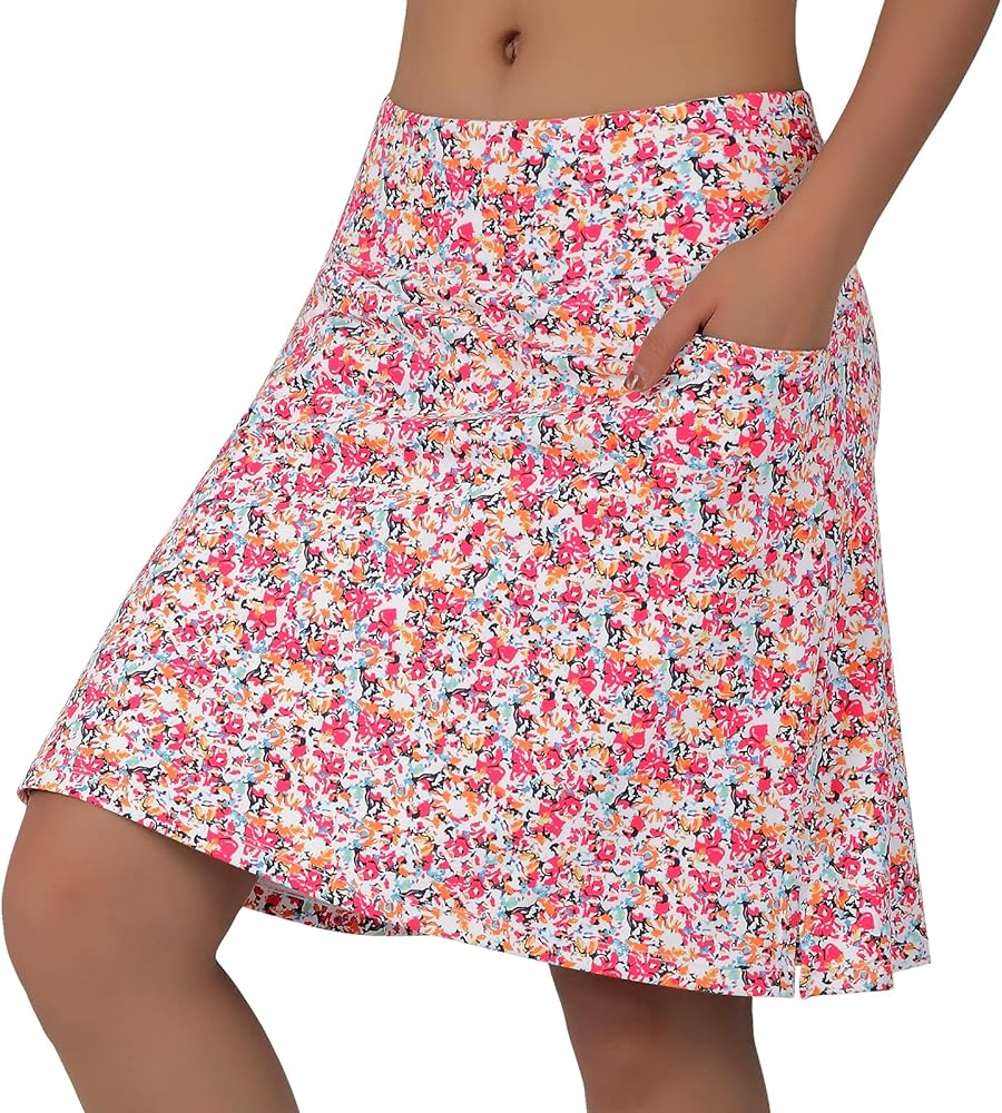 beroy Skorts Skirts for Women,20" Knee Length Skirted for Women,Athletic Skirt with Shorts