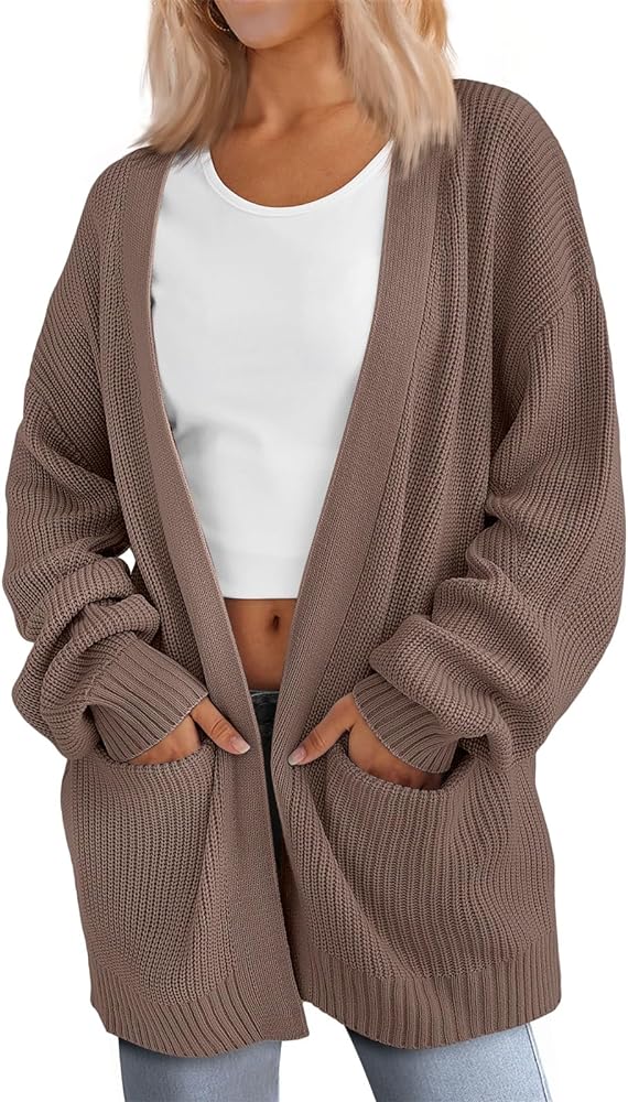 LILLUSORY Womens Oversized Cardigans Soft Knit Cardigan Sweater with Pockets