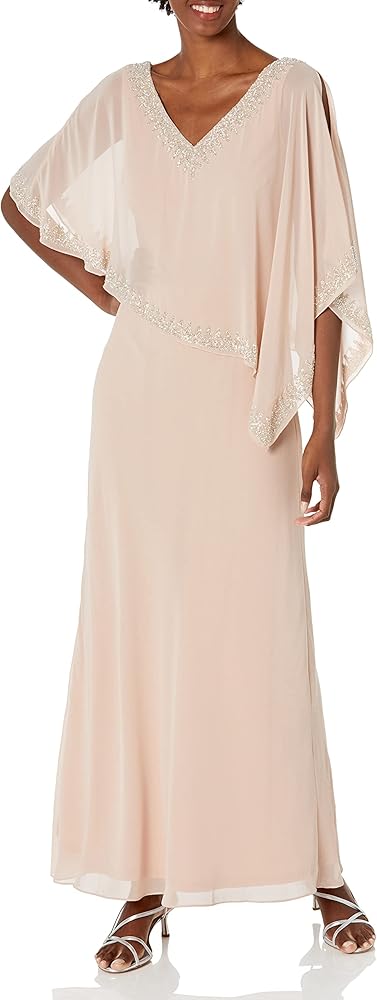 J Kara Women's Embellished Overlay Gown