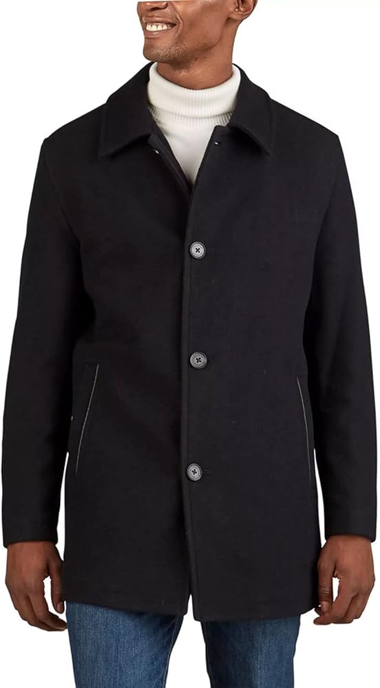 Cole Haan Men's Button Up Wool Plush Car Coat