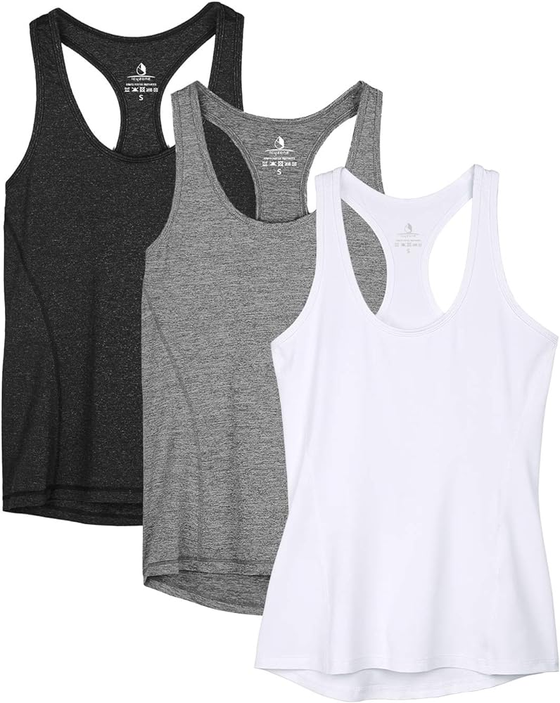 icyzone Women's Racerback Workout Athletic Running Tank Tops (Pack of 3)