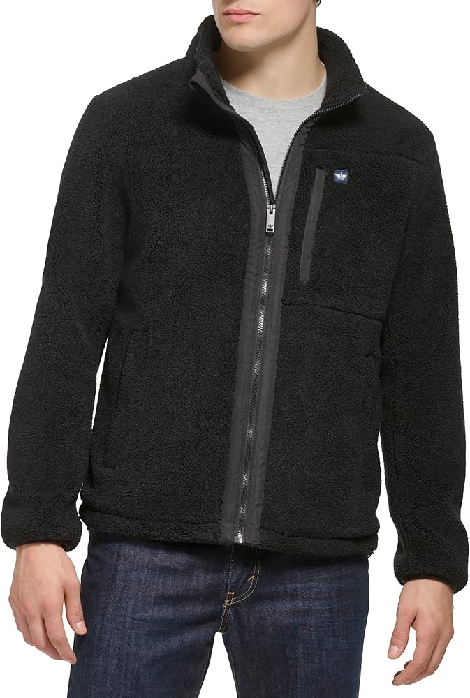 Dockers Men's Zip Front Sherpa Fleece Jacket with Chest Pocket