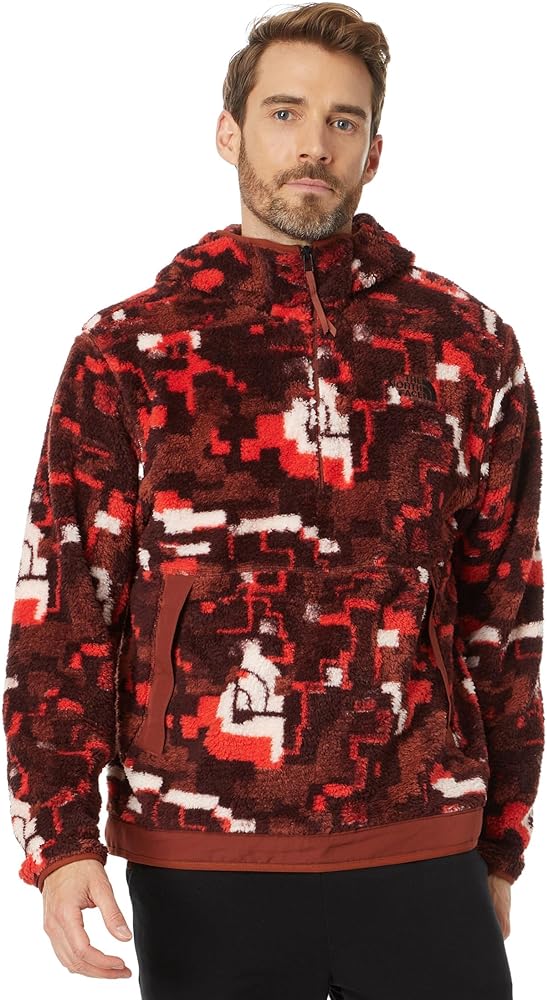 THE NORTH FACE Men's Campshire Fleece Hoodie, Fiery Red Digi Half Dome Print, Medium