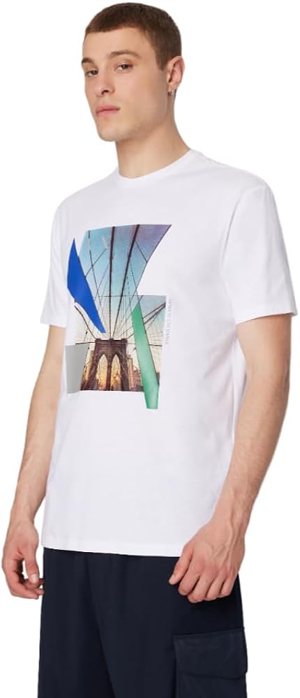 A｜X ARMANI EXCHANGE Men's Regular Fit Brooklyn Bridge Graphic Tee