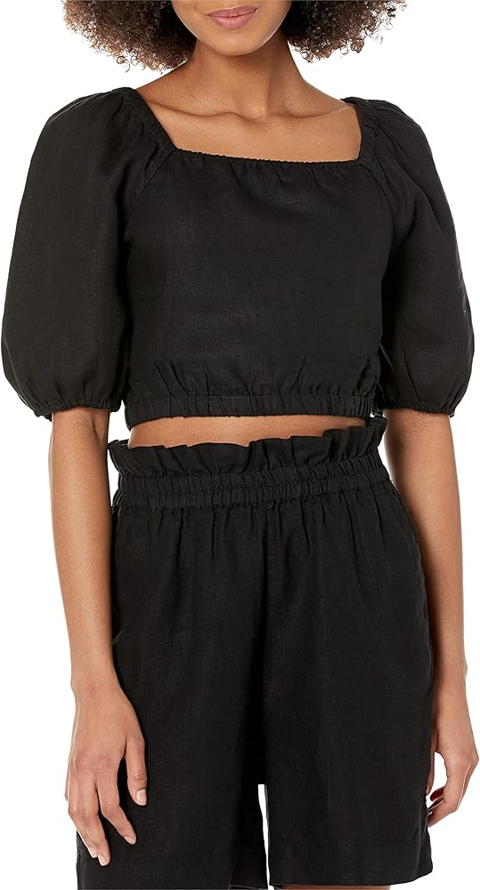 The Drop Women's Evelyn Cropped Square-Neck Bubble Top