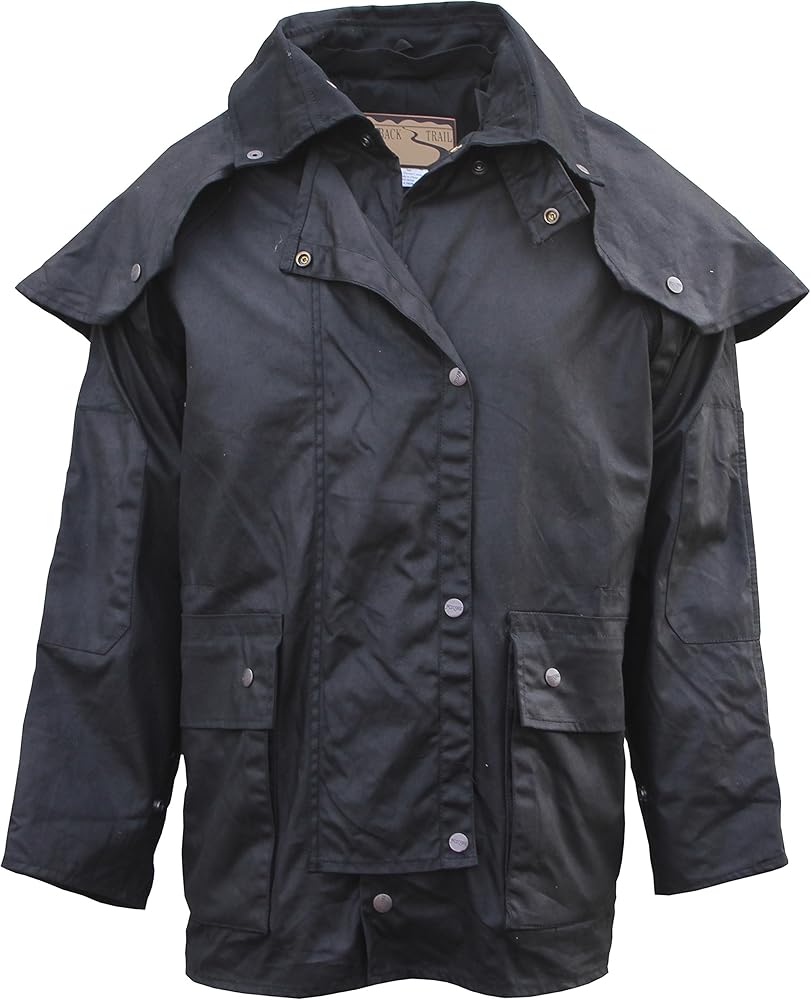 Foxfire Men's Short Oilskin Western Australian Waterproof Duster Coat, Raincoat Oil Cloth Cotton