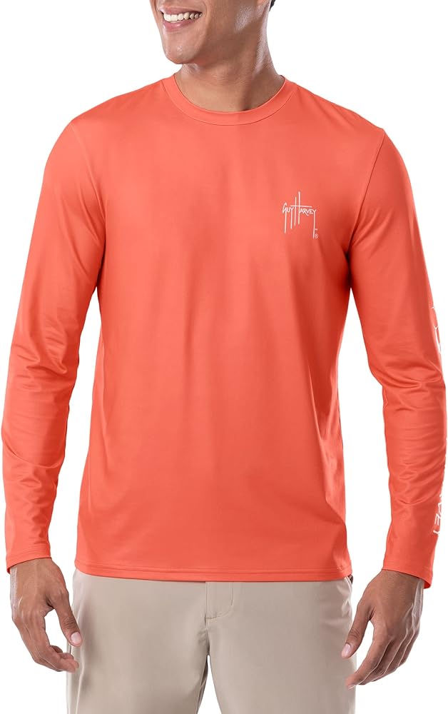 Guy Harvey Men’s Long Sleeve Performance Shirt with 50+ UPF Sun Protection