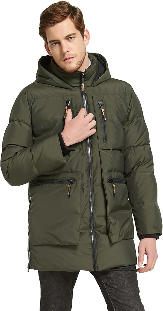 Orolay Men's Thickened Down Jacket Hooded Winter Puffer Jacket with 6 Pockets