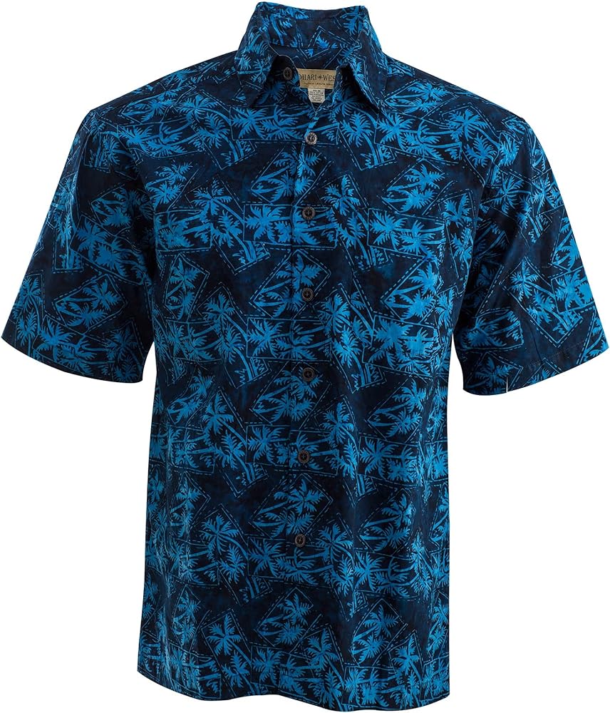 Johari West Montego Blue Tropical Hawaiian Batik Shirt